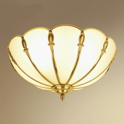 3-Light Flush Mount Lamp Traditional Style Dome Shape Metal Ceiling Mounted Fixture