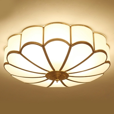 3-Light Flush Mount Lamp Traditional Style Drum Shape Metal Ceiling Mounted Fixture