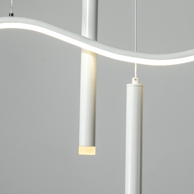 3 Lights Curve Shade Hanging Light Modern Style Acrylic Pendant Light for Living Room