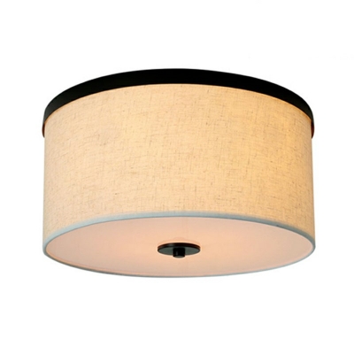 5-Light Flush Mount Lantern Light Traditional Style Drum Shape Fabric Ceiling Mounted Fixture