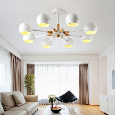8-Light Pendant Lighting Fixture Minimalist Style Dome Shape Metal Hanging Ceiling Lamp