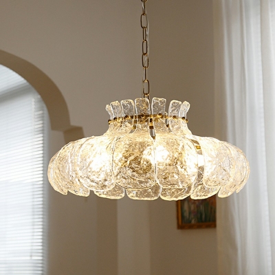 Clear Ceiling Lamp Flower Shade Modern Style Glass Drop Lamp for Living Room