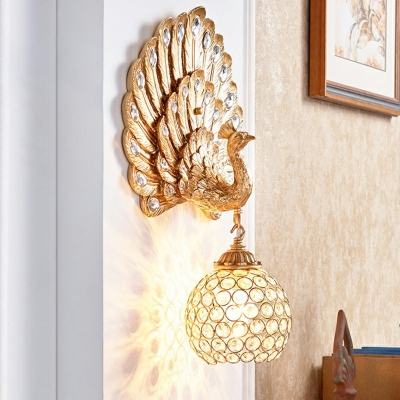 Crystal Globe 1 Light Flush Mount Wall Sconce Modern Suspension Lamp for Living Room