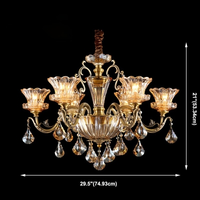 European Style All-copper Pendant Light Nordic Style Glass Chandelier Light for Living Room
