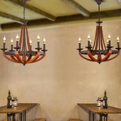 European Style Wood Chandelier Lamp Franch Style Minimalism Light for Dinning Room
