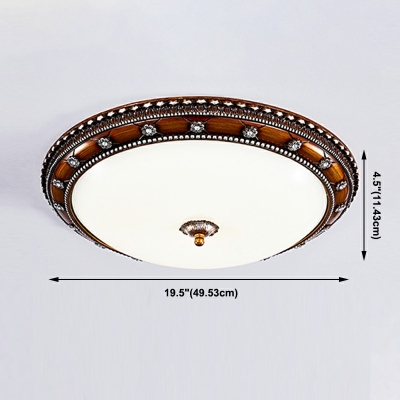 Green Led Flush Light Round Shade Modern Style Glass Led Surface Mount Ceiling Lights for Dining Room
