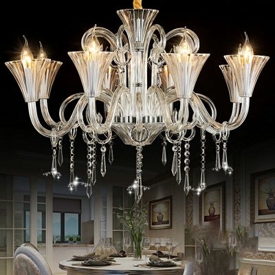 Hanging Light Kit Candle Shade Modern Style Crystal Pendant Lighting Fixtures for Living Room