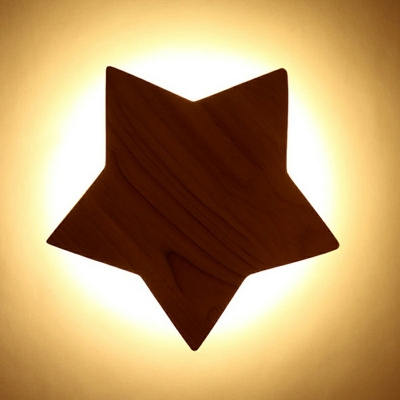 Japanese Style LED Wall Lamp Modern Style Wood Star Shaped Wall Light for Aisle