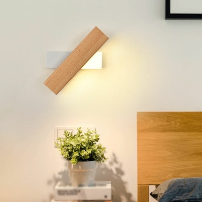 Linear Wall Sconces Lighting Fixtures Wood Adjustable Wall Mounted Lamps for Bedroom
