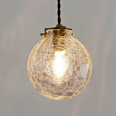 Minimalism Spherical  Hanging Pendant Lights Smoke Crackled Glass Down Lighting Pendant