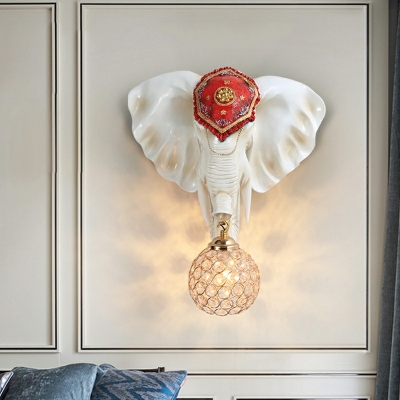Modern 1 Light Wall Mounted Light Fixture Crystal Globe Flush Wall Sconce for Living Room
