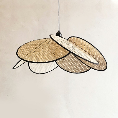 Traditional Geometric Hanging Pendant Lights Metallic and Rattan Down Lighting Pendant