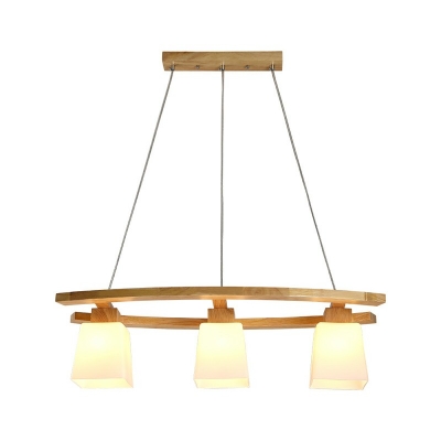 White  Pendant Chandelier Cylinder Shade  Simplicity Style Glass Suspended Lighting Fixture for Living Room