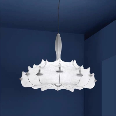 White Silk Down Lighting Hanging Light Fixtures for Bedroom Living Room