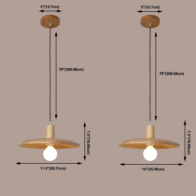 Wooden Suspension Pendant 1 Light Hanging Light Fixtures for Living Room