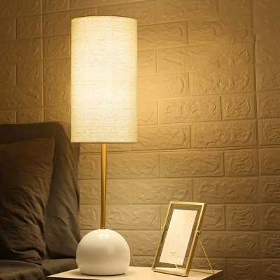 1-Light Night Table Lamps Contemporary Style Cylinder Shape Metal Nightstand Lamp