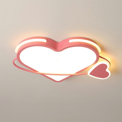 2-Light Flush Mount Lighting Kids Style Heart Shape Metal Ceiling Mounted Fixture