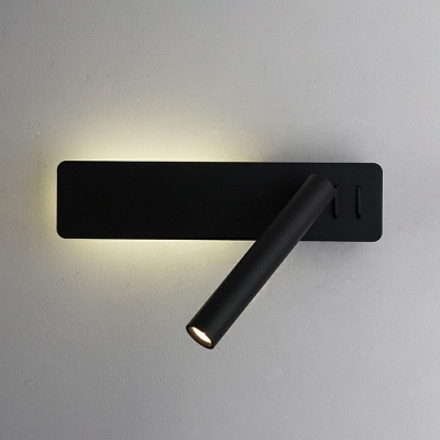 2 Lights Cylinder Sconce Light Modern Style Metal Wall Lamp Light in Black