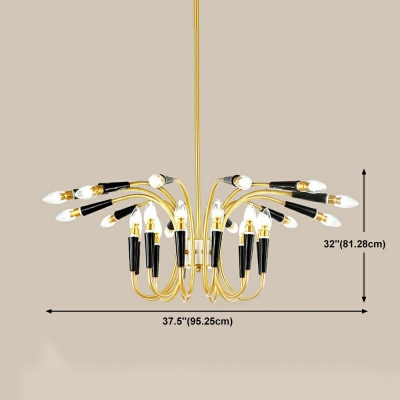 24-Light Pendant Lighting Simplicity Style Sputnik Shape Metal Hanging Ceiling Light