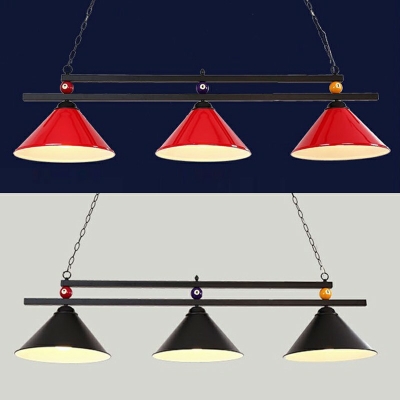 3-Light Island Lighting Industrial Style Cone Shape Metal Chandelier Light