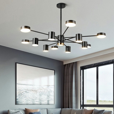 8-Light Pendant Lighting Simplicity Style Cylinder Shape Metal Neutral Light Ceiling Hung Fixture