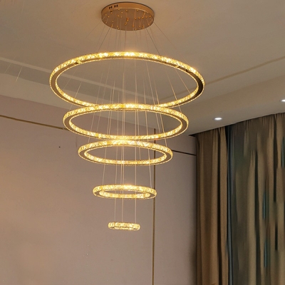 Contemporary Faceted Clear Crystal Prism Ceiling Chandelier Layered Chandelier Lights