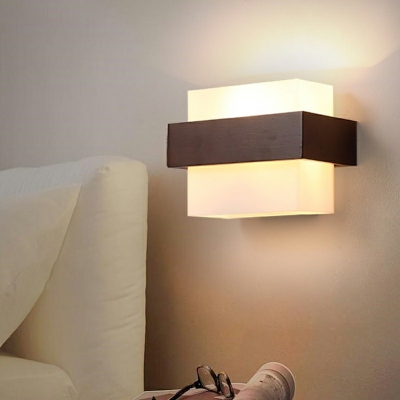 Contemporary Wall Mounted Lamps Wood Flush Mount Wall Sconce for Bedroom