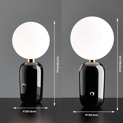 Designer Metal Smooth Dome Small Desk Lamp Glass Globe Table Lamp