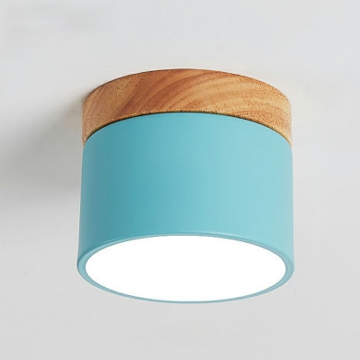 Drum 1 Light Modern Flush Mount Ceiling Lighting Fixture Macaron Flush Mount Lamp for Bedroom
