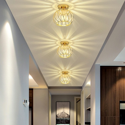 Flush Ceiling Light Globe Shade Modern Style Crystal Flushmount for Living Room