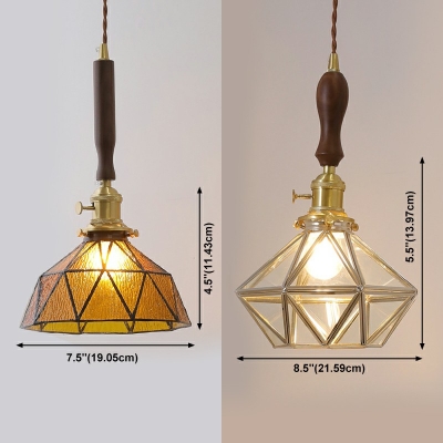 Hanging Ceiling Light Lattice Shade Modern Style Glass Pendant Light Kit for Living Room
