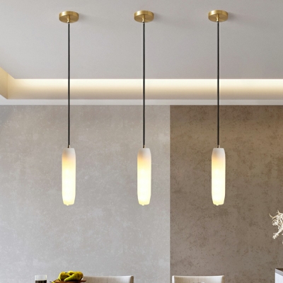 Linear Stone Hanging Pendant Lights White Modern Down Lighting Pendant for Bedroom