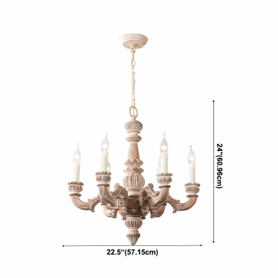Modern and Simple Celling Light Franch Style Wood Candlestick Chandelier Light for Dinning Room