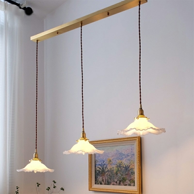 Modern Flared Pendant Lighting Fixtures Ribbed Glass Hanging Pendant Lights