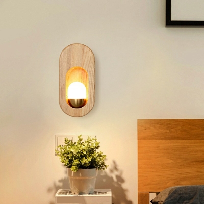 Modern Flush Mount Wall Sconce Wood Color Wall Lighting Fixtures for Living Room