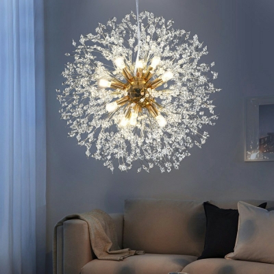 Pendant Chandelier Globe Shade Modern Style Crystal Hanging Ceiling Light for Living Room