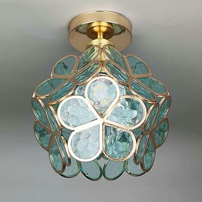 1-Light Flush Mount Lamp Traditional Style Flower Shape Metal Ceiling Mounted Fixture