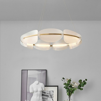 1-Light Hanging Ceiling Lamp Modern Style Circle Shape Metal Third Gear Light Chandelier Lighting
