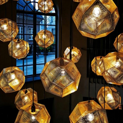 1-Light Pendant Lighting Fixtures Minimalism Style Geometric Shape Metal Suspension Lamp