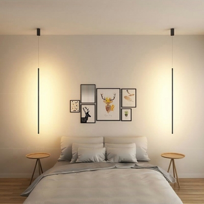 1-Light Pendant Lighting Minimalism Style Liner Shape Metal Hanging Lamp Kit