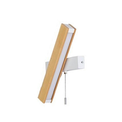 1 Light Rectangle Shade Wall Sconce Lighting Modern Style Wood Led Wall Sconce for Living Room Third Gear
