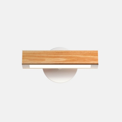 1 Light Rectangle Shade Wall Sconce Lighting Modern Style Wood Led Wall Sconce for Living Room