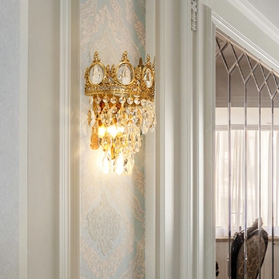 1-Light Sconce Lights Minimalist Style Crown Shape Metal Wall Lighting Fixtures