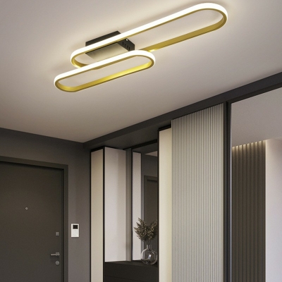 2-light Ceiling Mounted Fixture Modern Style Oval Shape Metal Flush Mount Lighting