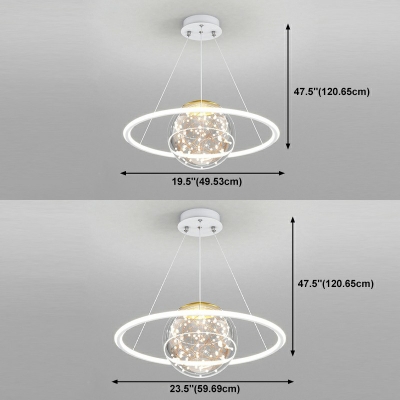 2-Light Pendant Lighting Simplicity Style Globe Shape Metal Hanging Ceiling Light