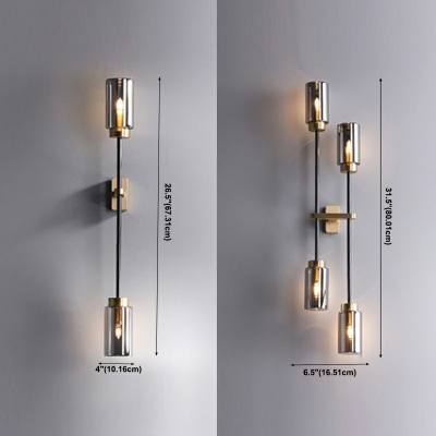 2-Light Sconce Light Traditional Style Cylinder Shape Metal Wall Mounted Lamp