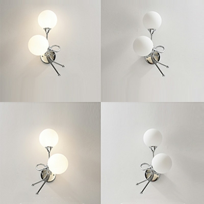 2-Light Wall Mounted Lighting Traditional Style Ball Shape Metal Sconce Lights