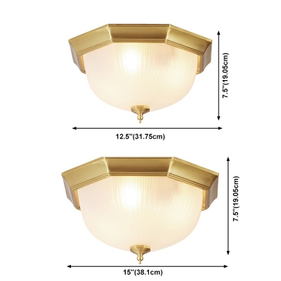 3-Light Flush Mount Chandelier Traditional Style Dome Shape Metal Ceiling Mounted Fixture