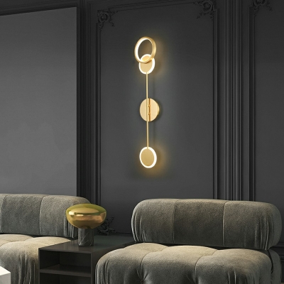 3-Light Sconce Lights Contemporary Style Ring Shape Metal Warm Light Wall Mounted Lighting