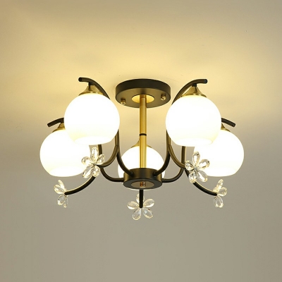 6-Light Flushmount Lighting Minimalism Style Globe Shape Glass Ceiling Mounted Fixture